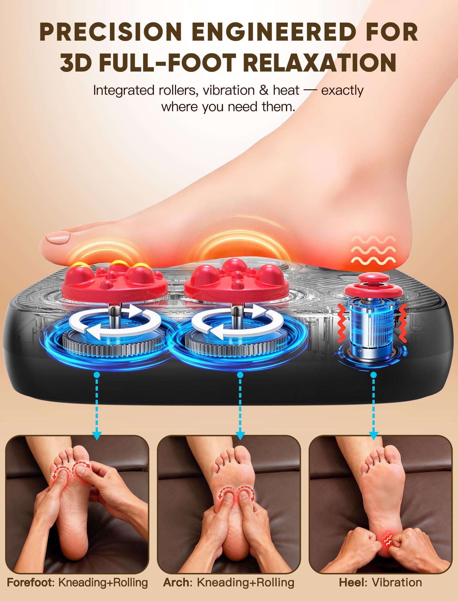 JZBRAIN Shiatsu Foot Massager heel vibration focusing on sore heel areas