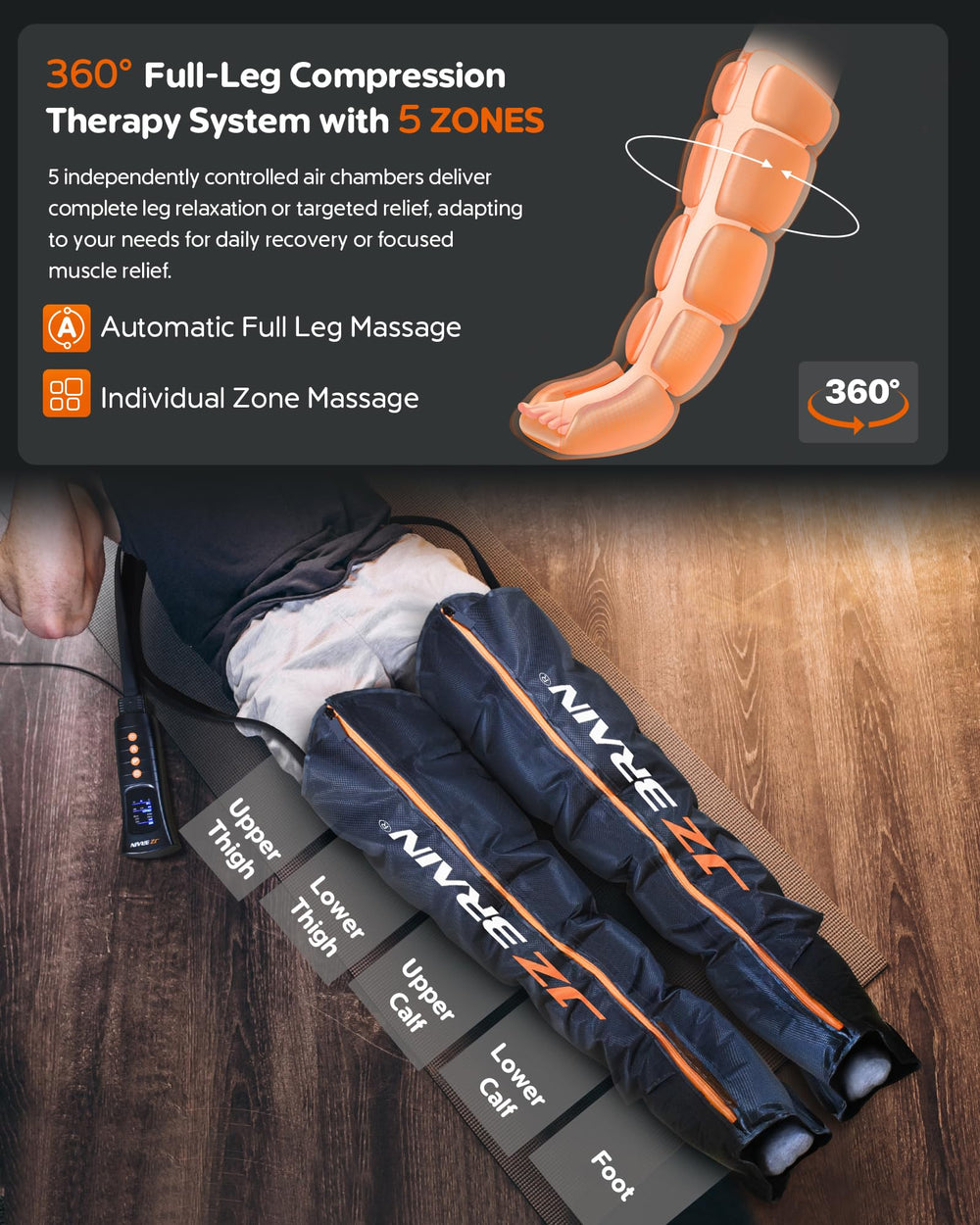 JZBRAIN display of six intensity levels enables tailored recovery.