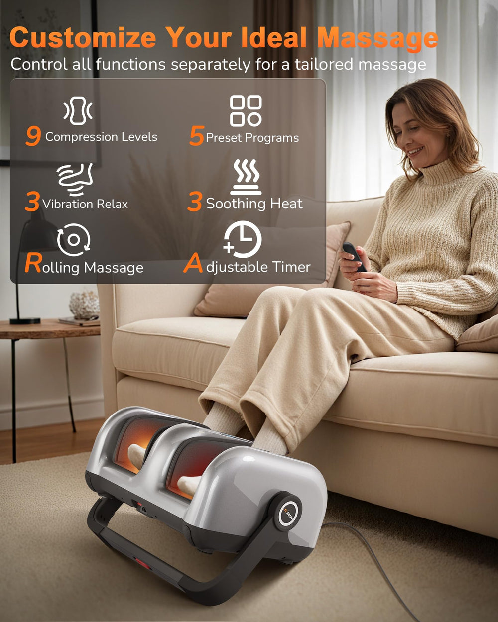JZBRAIN kneading rollers deliver deep soothing massage for tired feet.