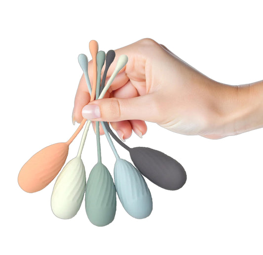 K-Fit Spiral Grip Kegel Weights with secure grip for steady pelvic floor workouts.