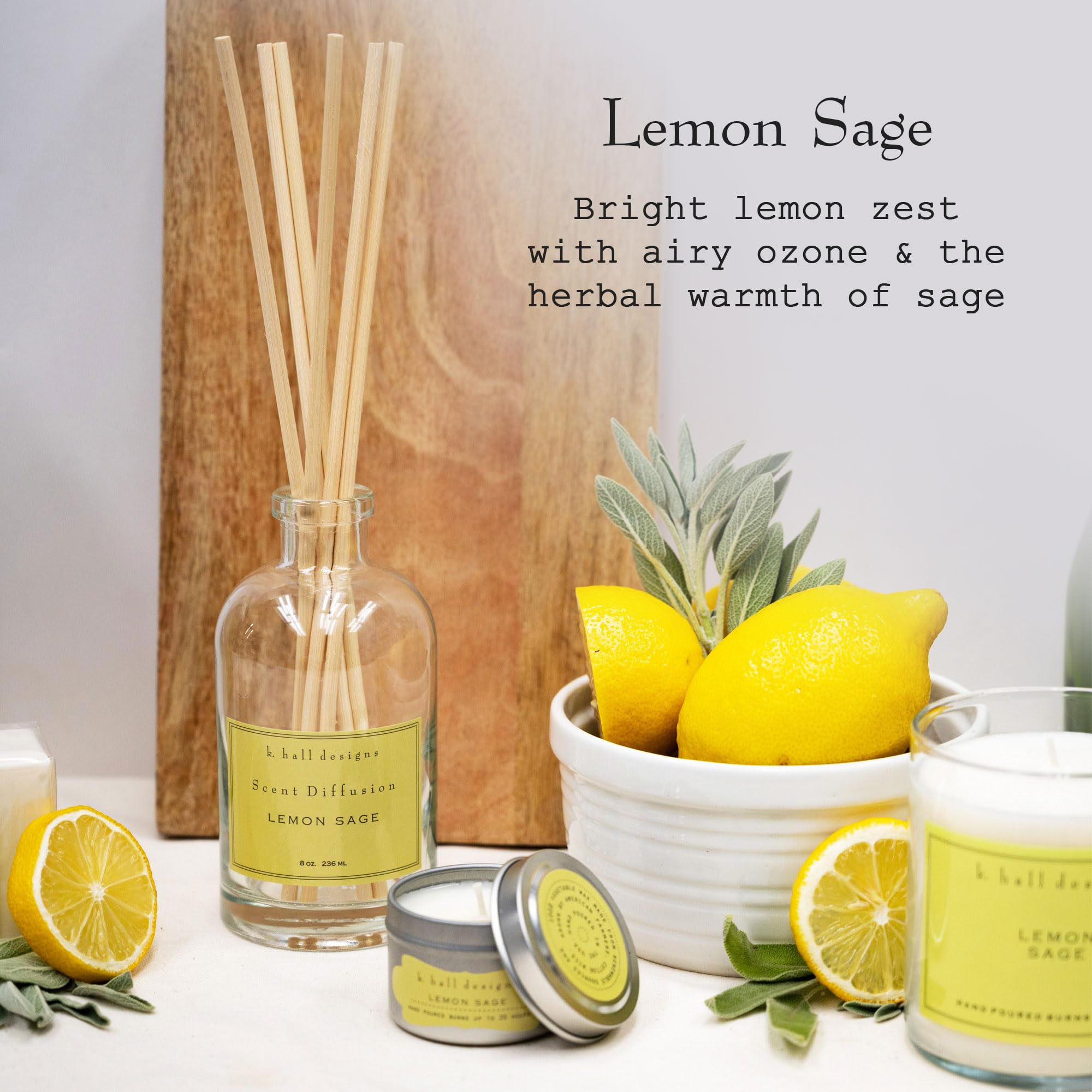 K. Hall Designs Lemon Sage oil refill enables continuous scent with reduced waste.