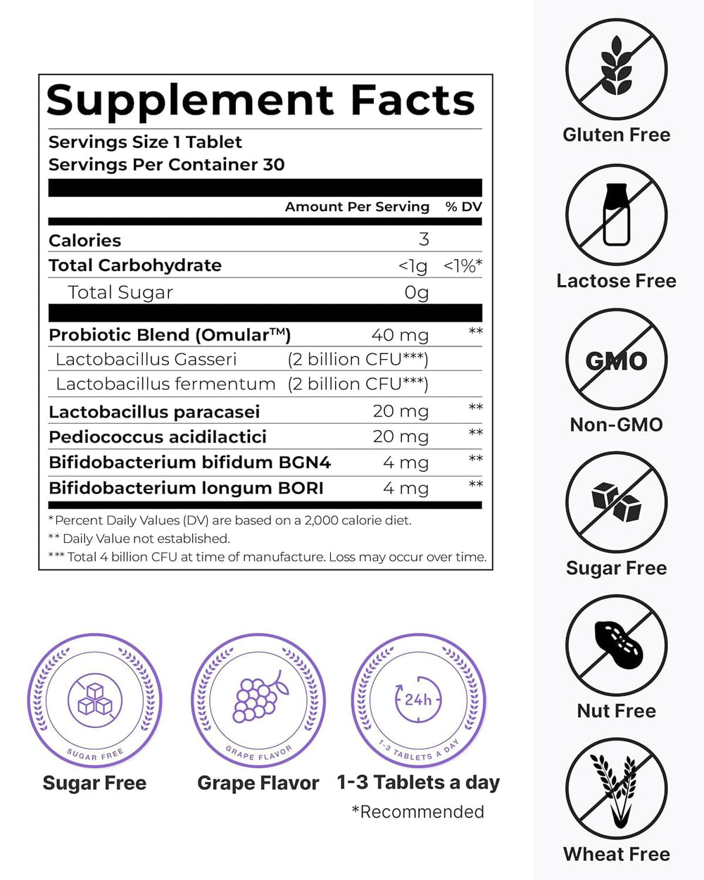 K-NUTRA Dentifresh Xylitol Tabs Grape packaging highlights UV moisture protection and freshness