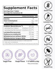 K-NUTRA Dentifresh Xylitol Tabs Grape packaging highlights UV moisture protection and freshness