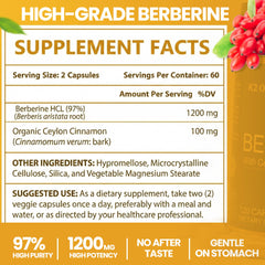 K2 Organics berberine capsules close-up emphasizing potency