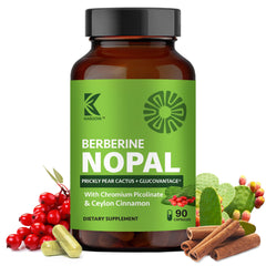 Kabooya Berberine Nopal supplement bottle shown for daily metabolic balance on your counter.