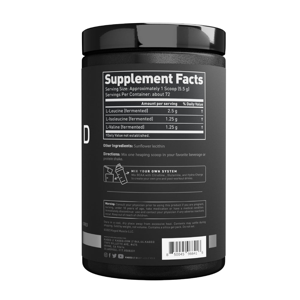 Kaged BCAAs 72 servings container promises long-lasting supply.