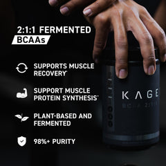 Kaged BCAAs bottle displays clean, color-free formula.