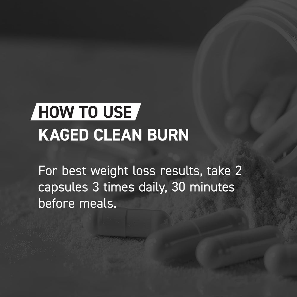 Hands holding Kaged Clean Burn bottle for an on-the-go daily routine.