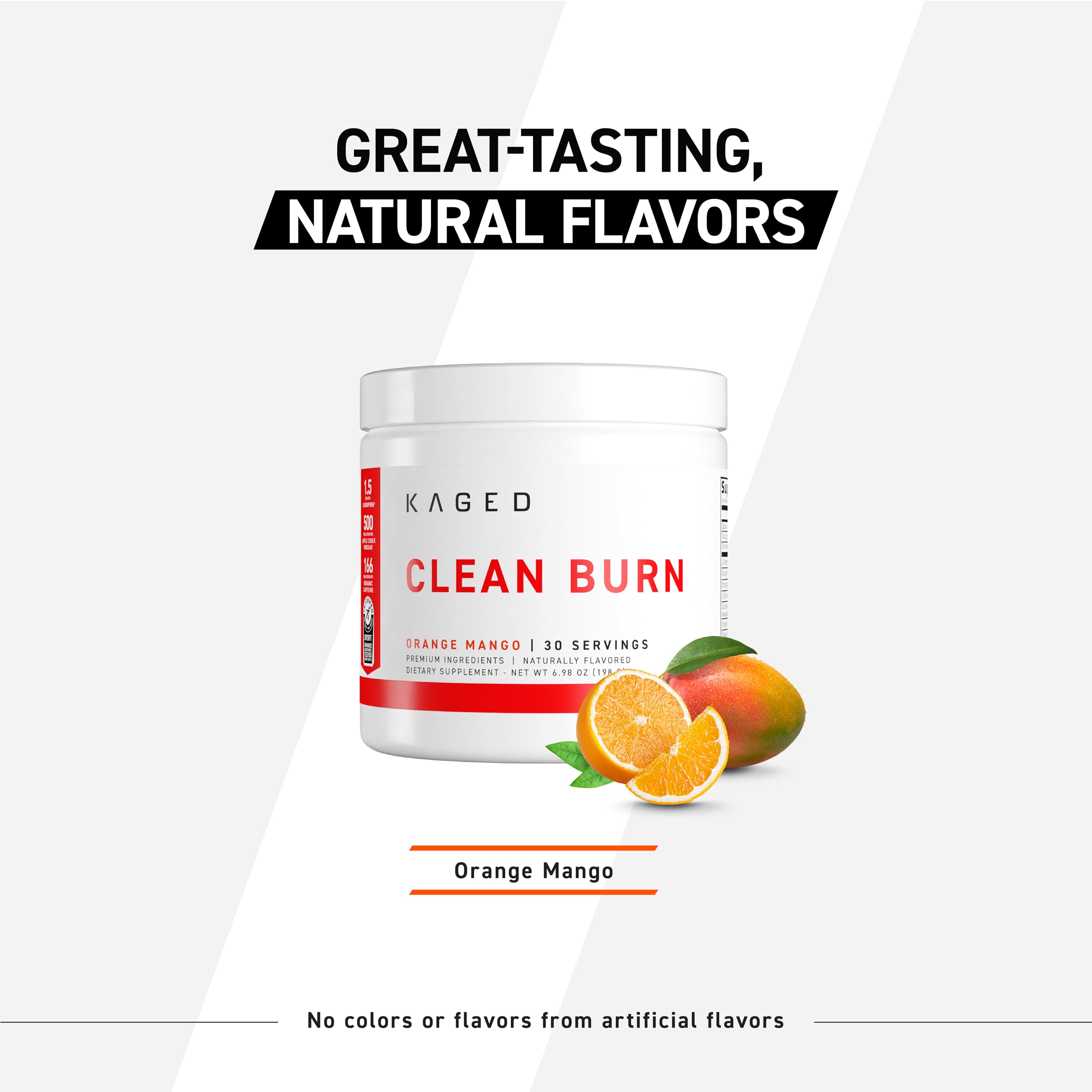 Kaged Clean Burn guayusa caffeine source beside a cup for focus.