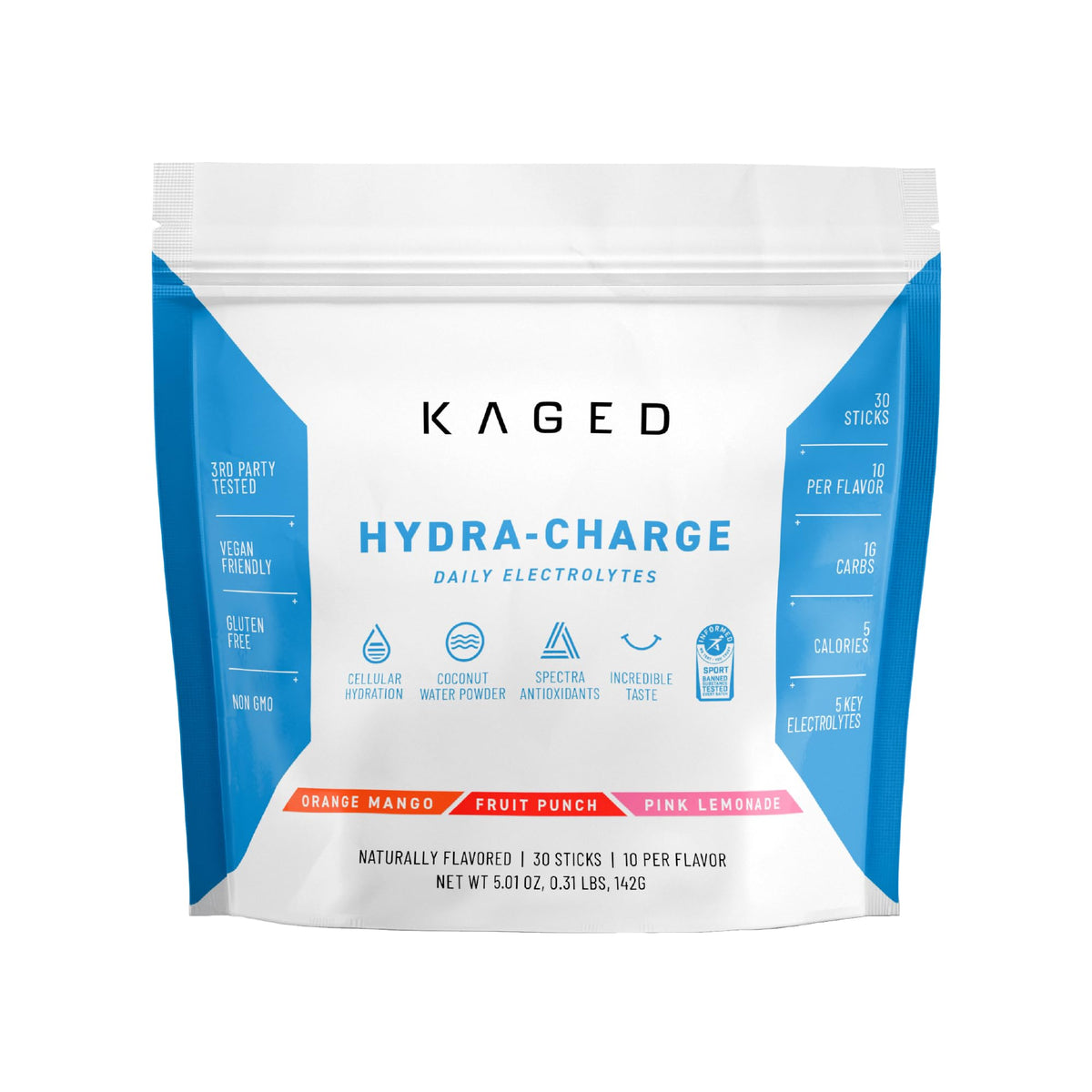 Kaged Daily Hydration stick packets variety pack for on-the-go hydration.
