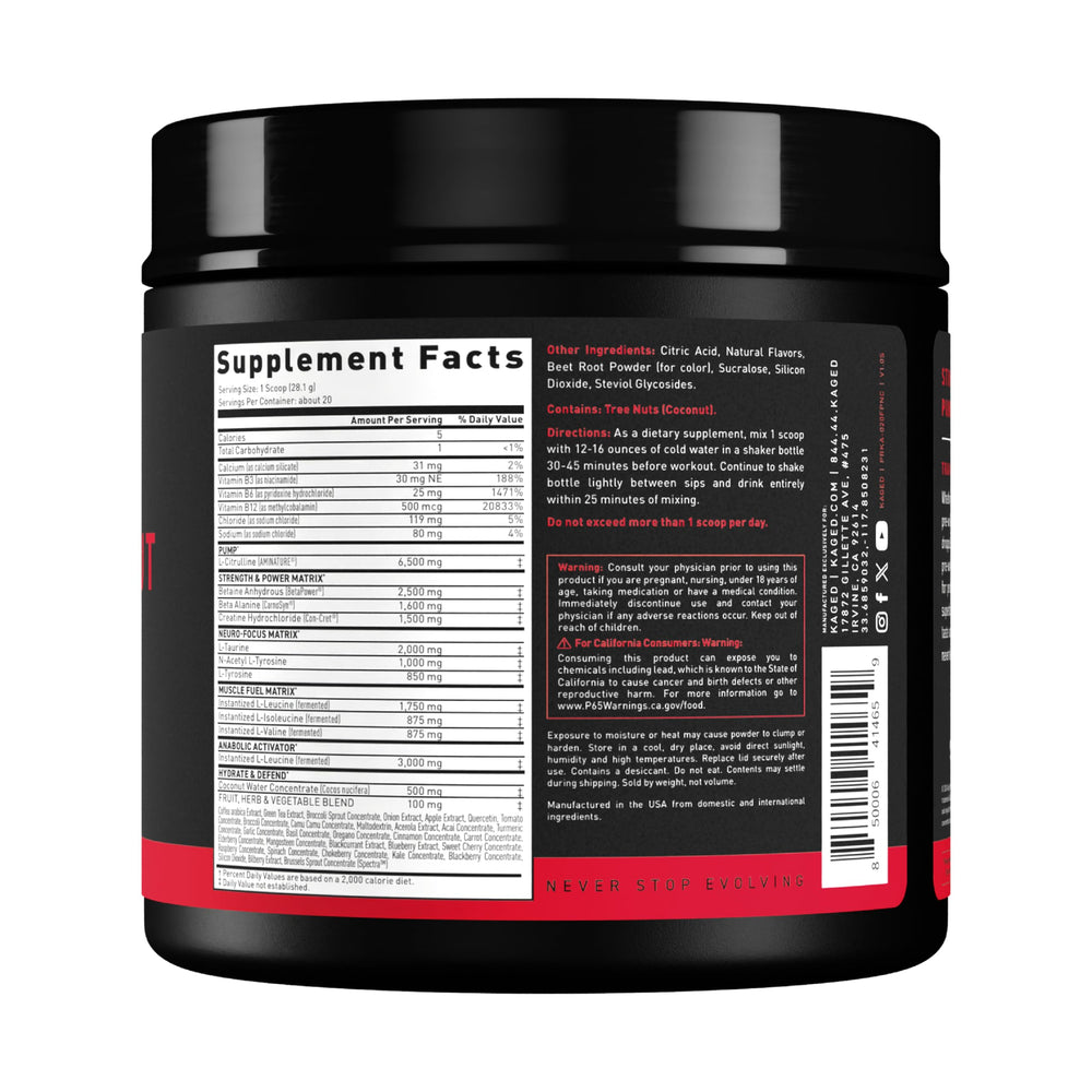 Kaged Fruit Punch nutrition facts panel guides serving size