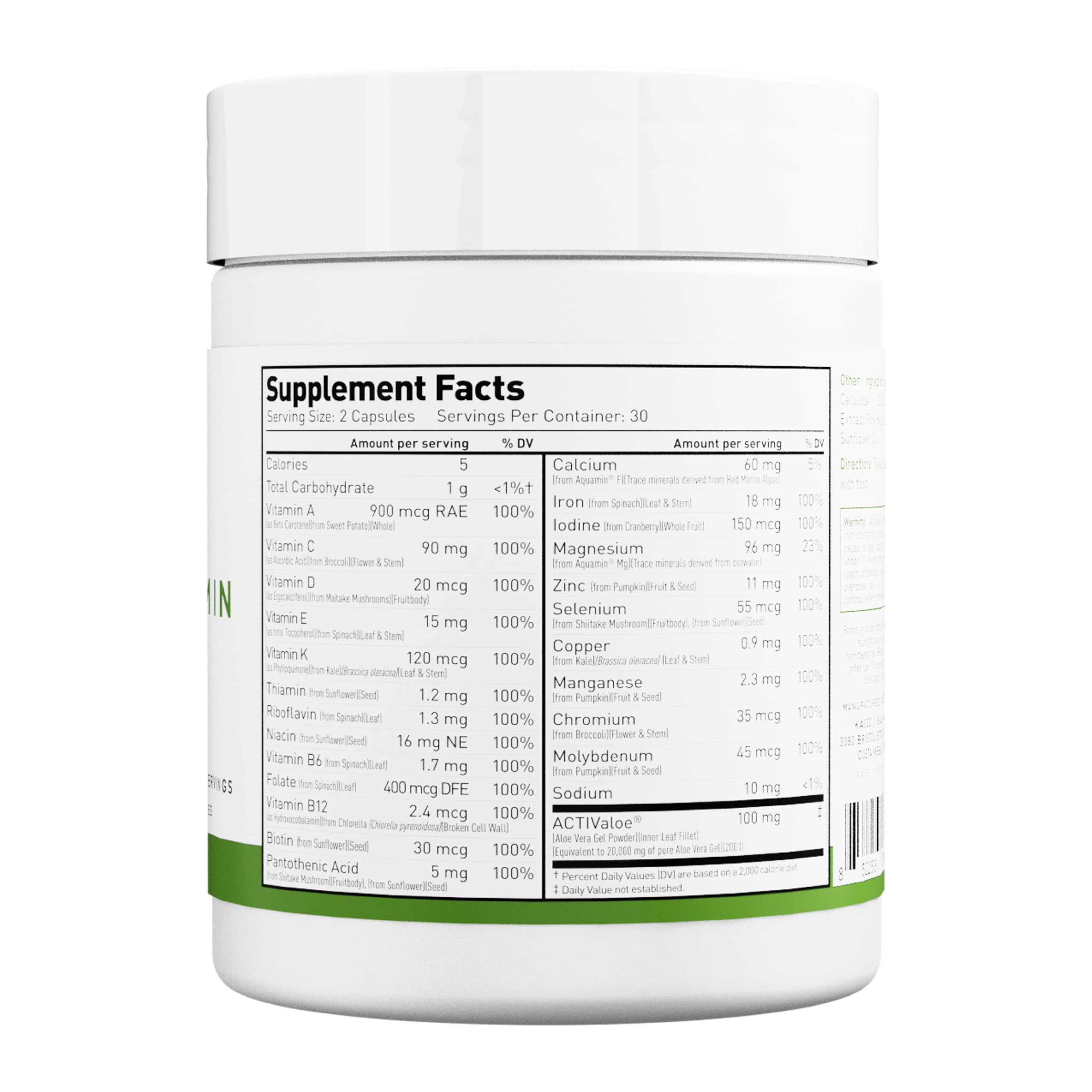 Kaged Multivitamin vegan supplement packaging appeals to plant-based users.
