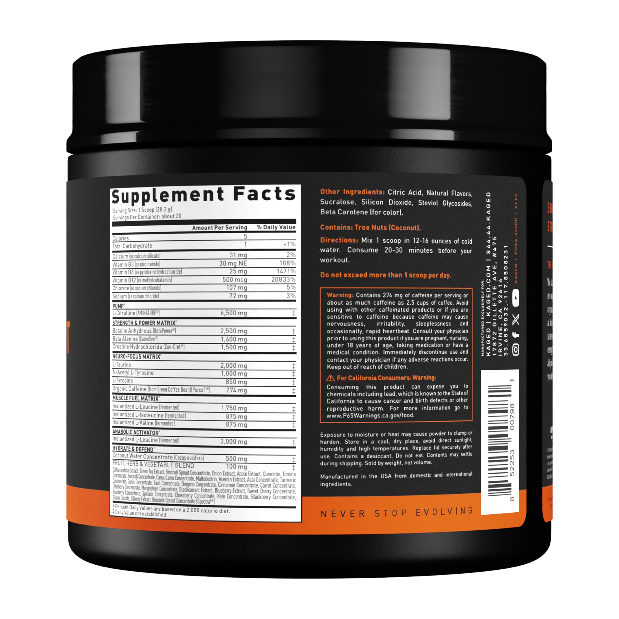 Kaged Original Pre Workout Orange Crush mixing action shows quick dissolution and aroma.