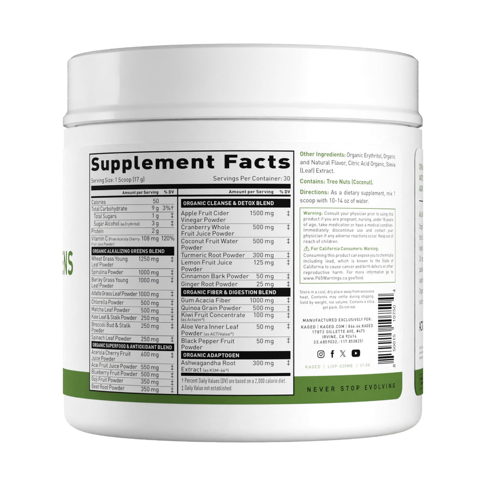 Kaged Outlive100 serving in water, easy daily mix.