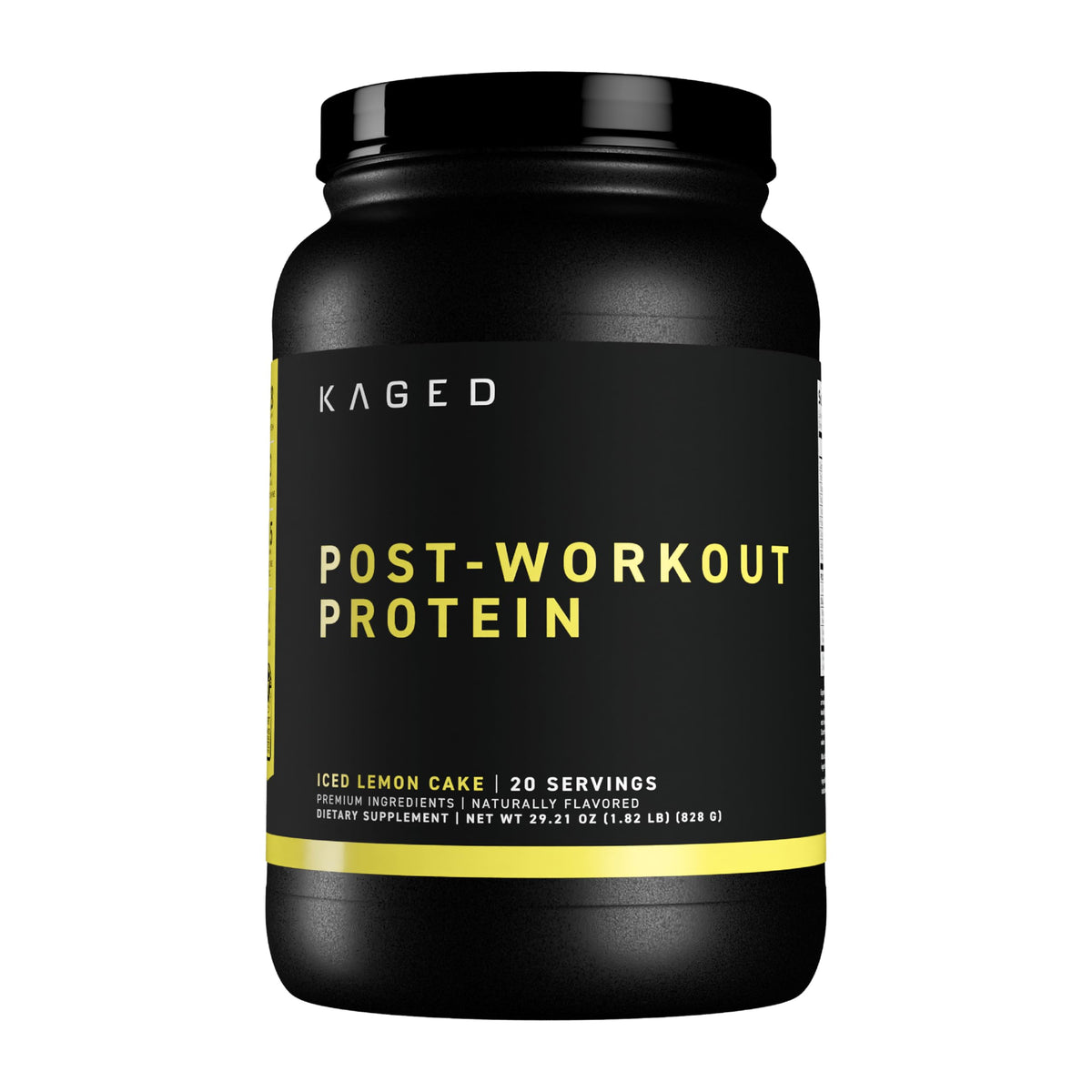 Kaged Post Workout Protein tub with iced lemon cake flavor for post-workout recovery