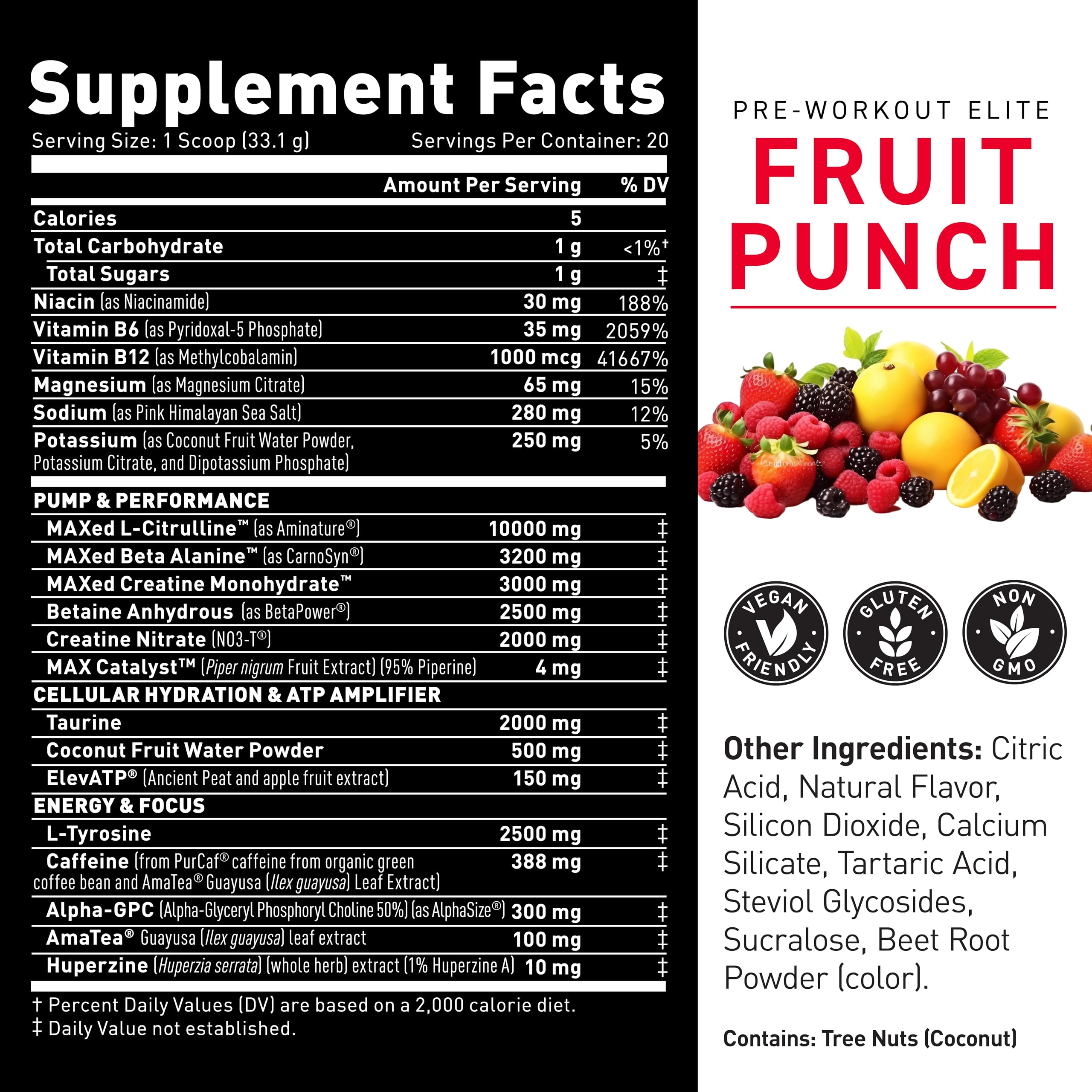 Glass of prepared Kaged Fruit Punch shows refreshing pre‑workout drink