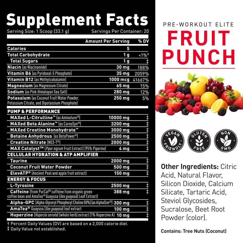 Glass of prepared Kaged Fruit Punch shows refreshing pre‑workout drink