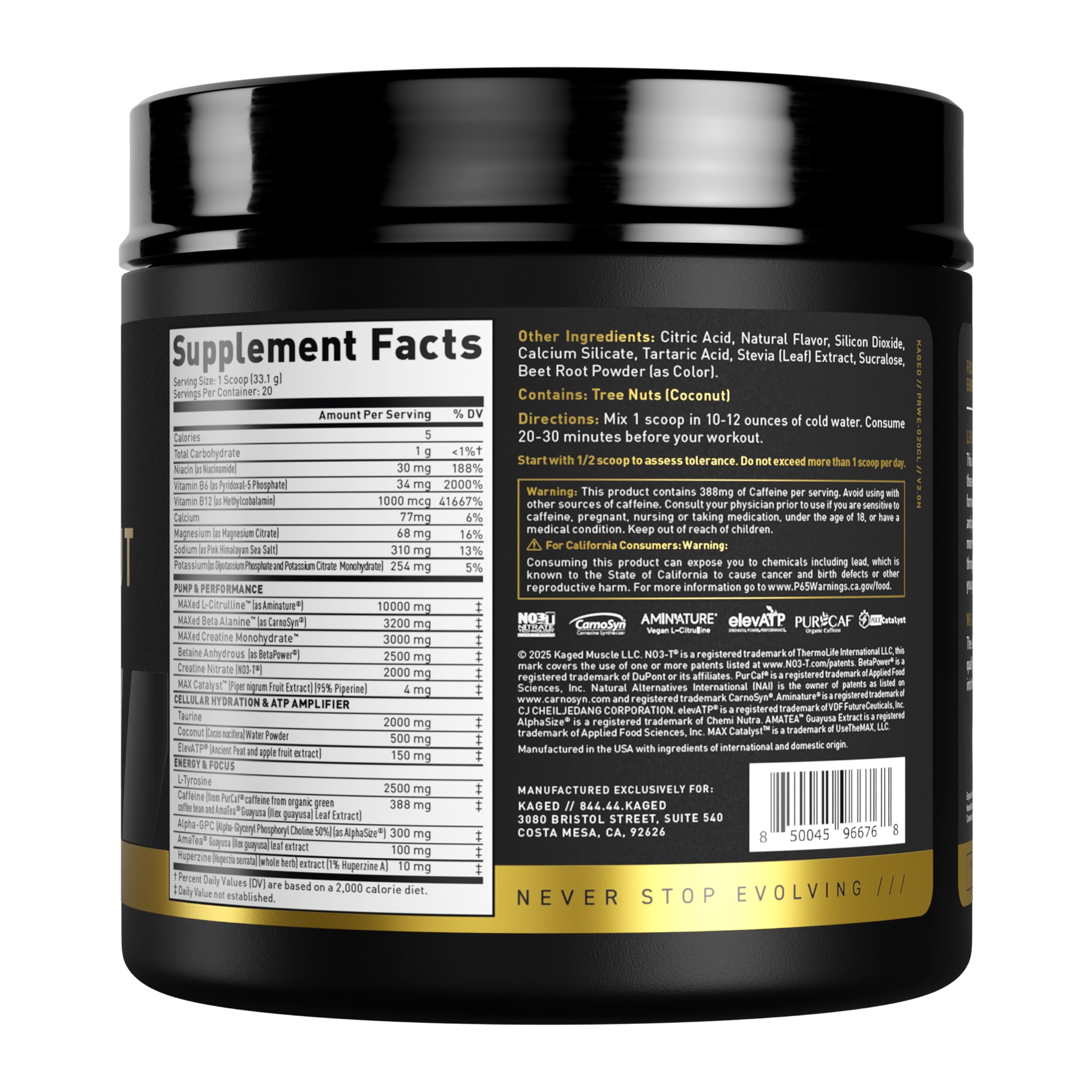 Kaged Pre-Workout Elite in a gym scene inspiring endurance and focus.