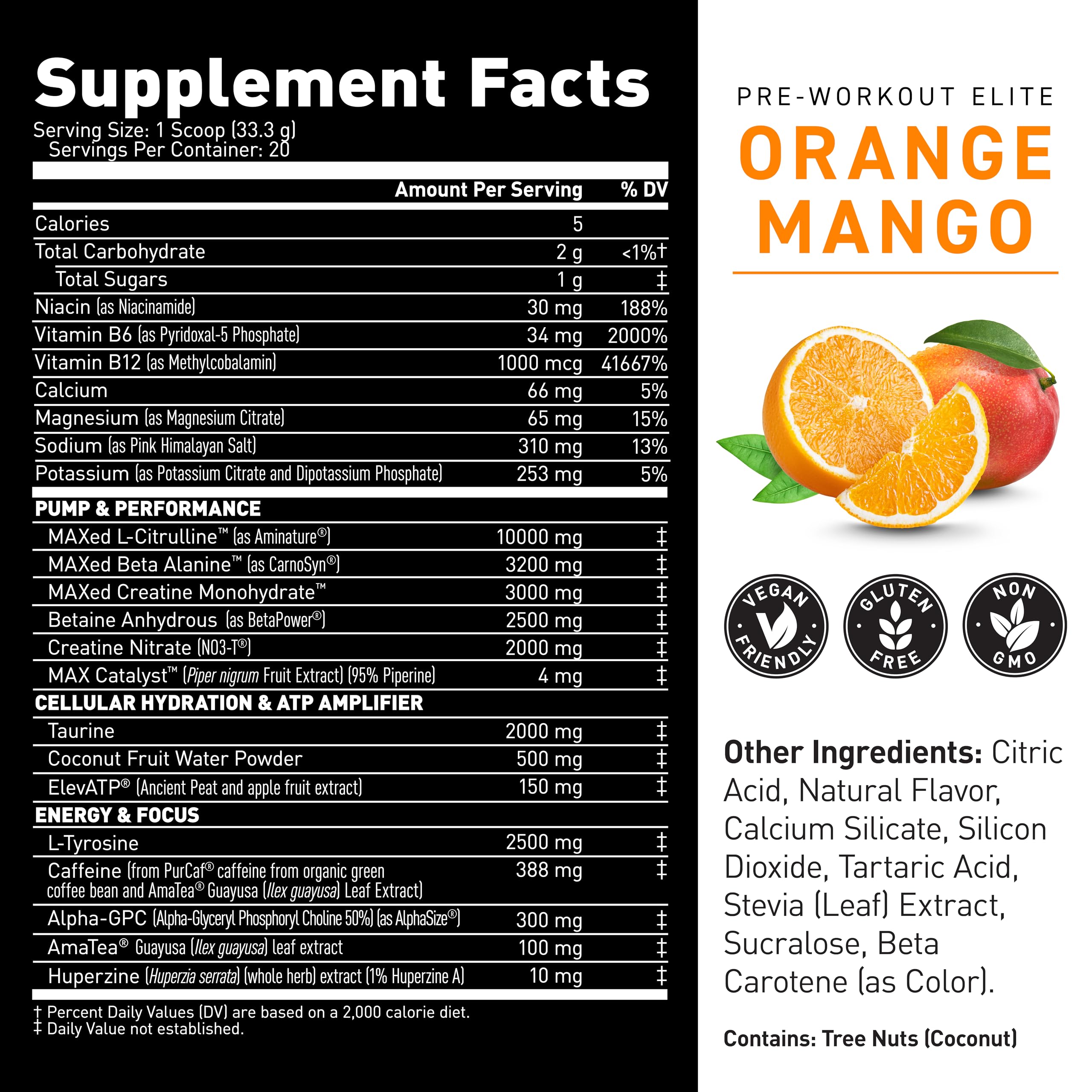 Bright orange mango flavor gives a refreshing pre-workout taste