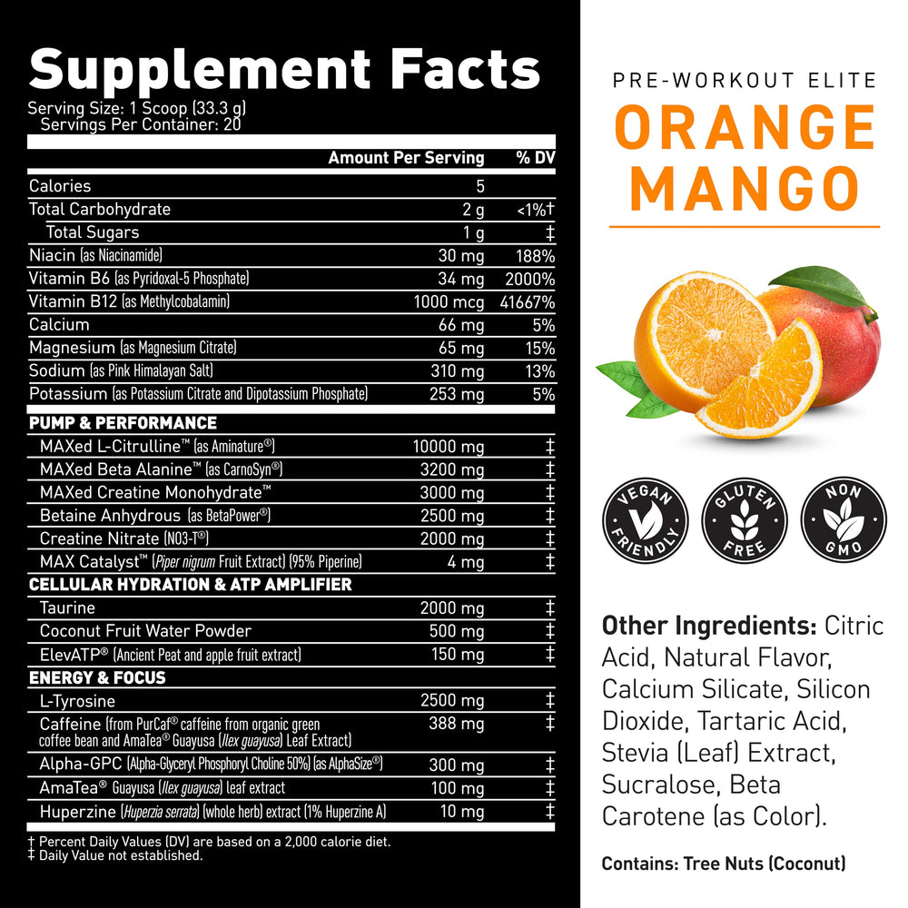 Bright orange mango flavor gives a refreshing pre-workout taste