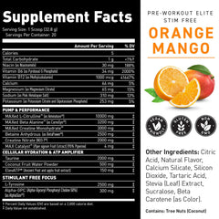 Ingredients close-up featuring L-Citrulline and BCAAs for pumps and endurance.