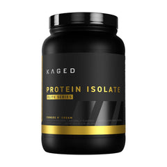 Kaged Whey Protein Isolate Elite Cookies & Cream bottle for post-workout fueling.
