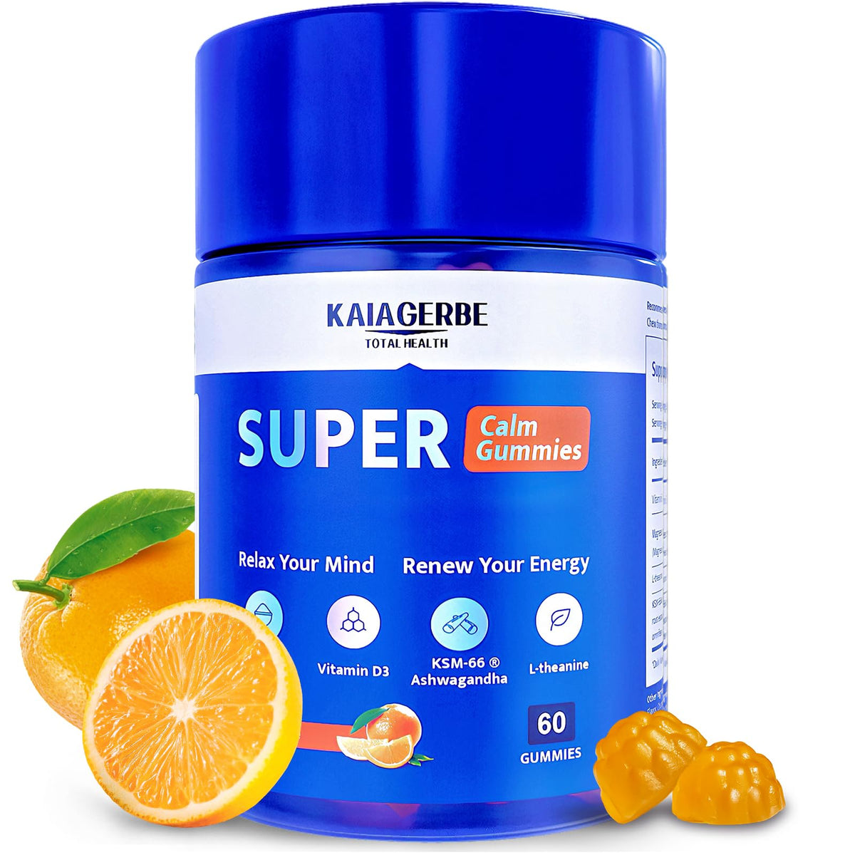 Kaiagerbe Total Health magnesium gummies bottle sugar-free vegan formula for calm evenings