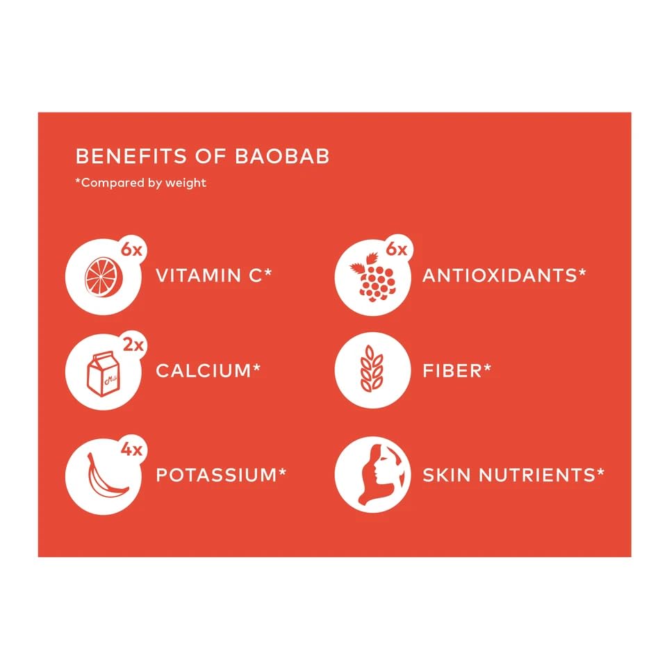 KAIBAE Baobab Powder pouring into a smoothie cup for easy use.