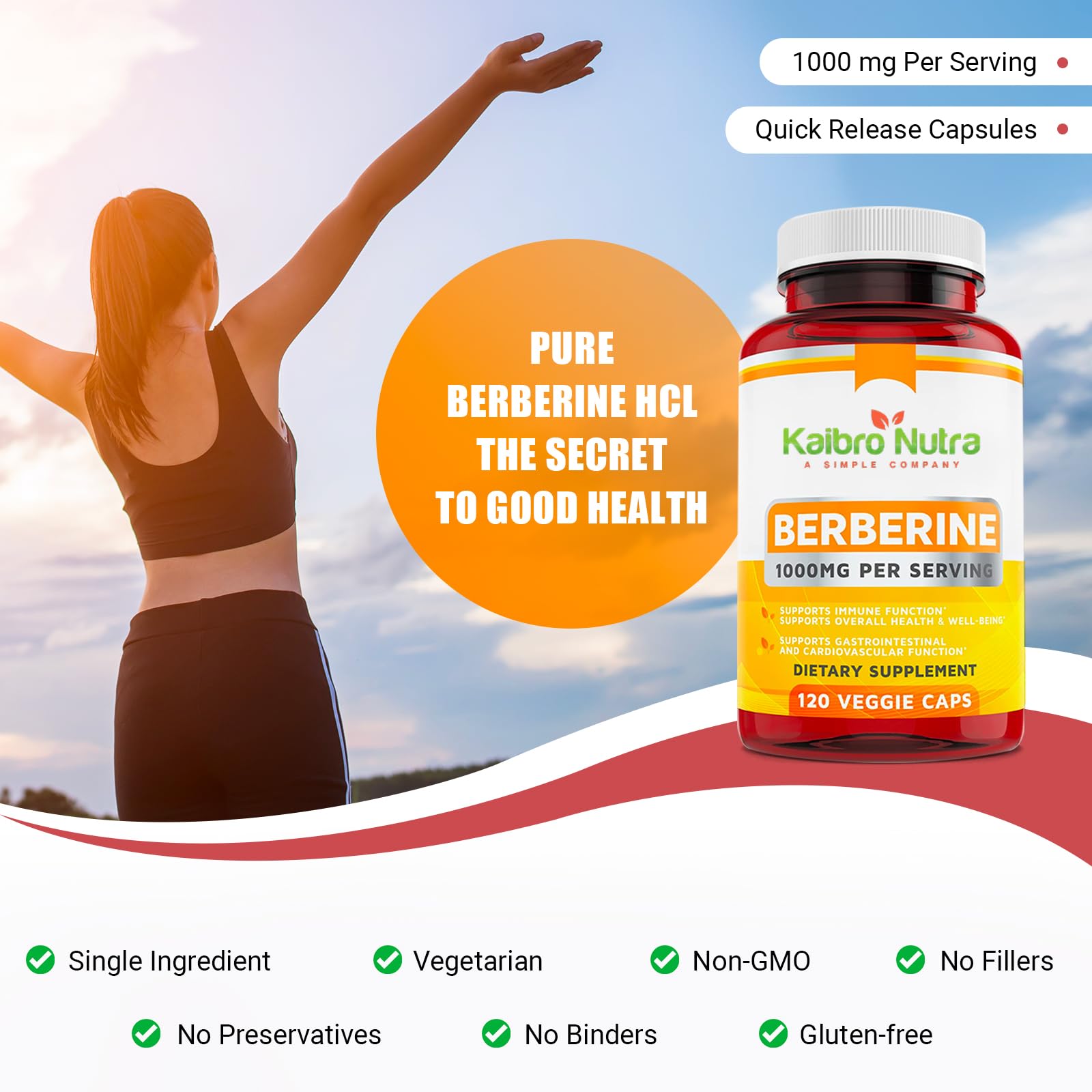 Kaibro Nutra Berberine vegan gluten-free icon signals clean formula