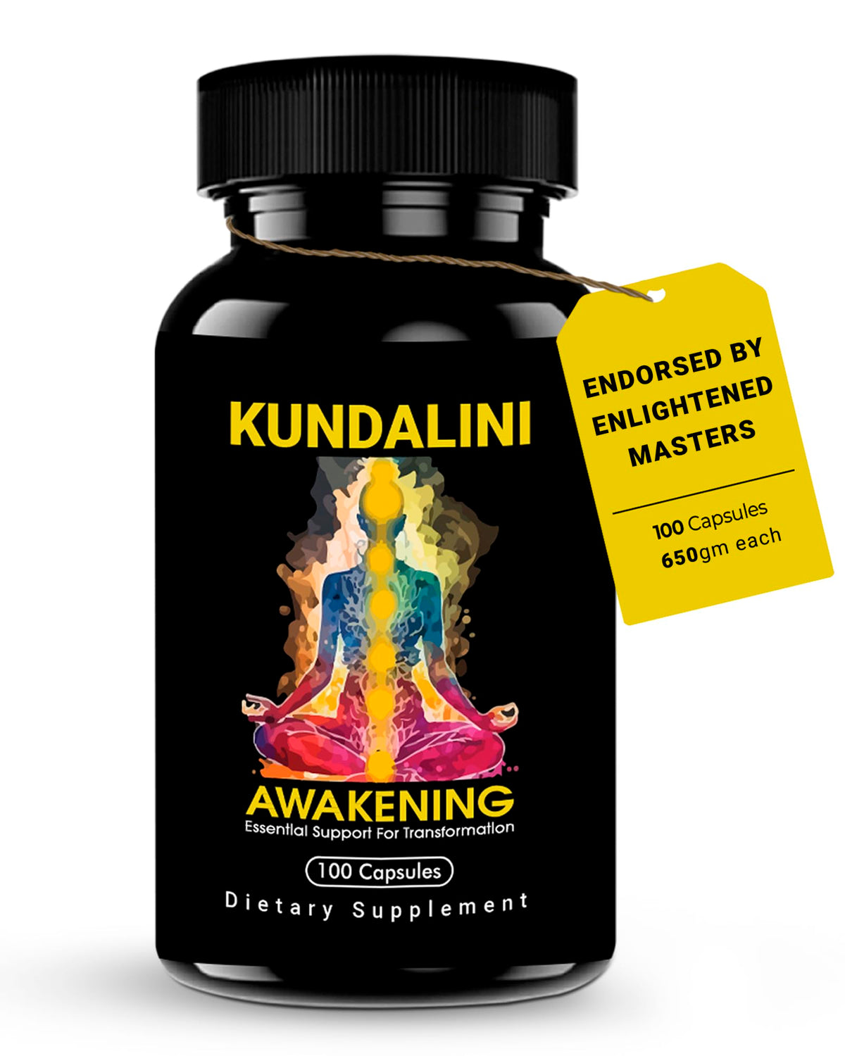 Kailash Herbals Kundalini Awakening bottle for daily meditation support.