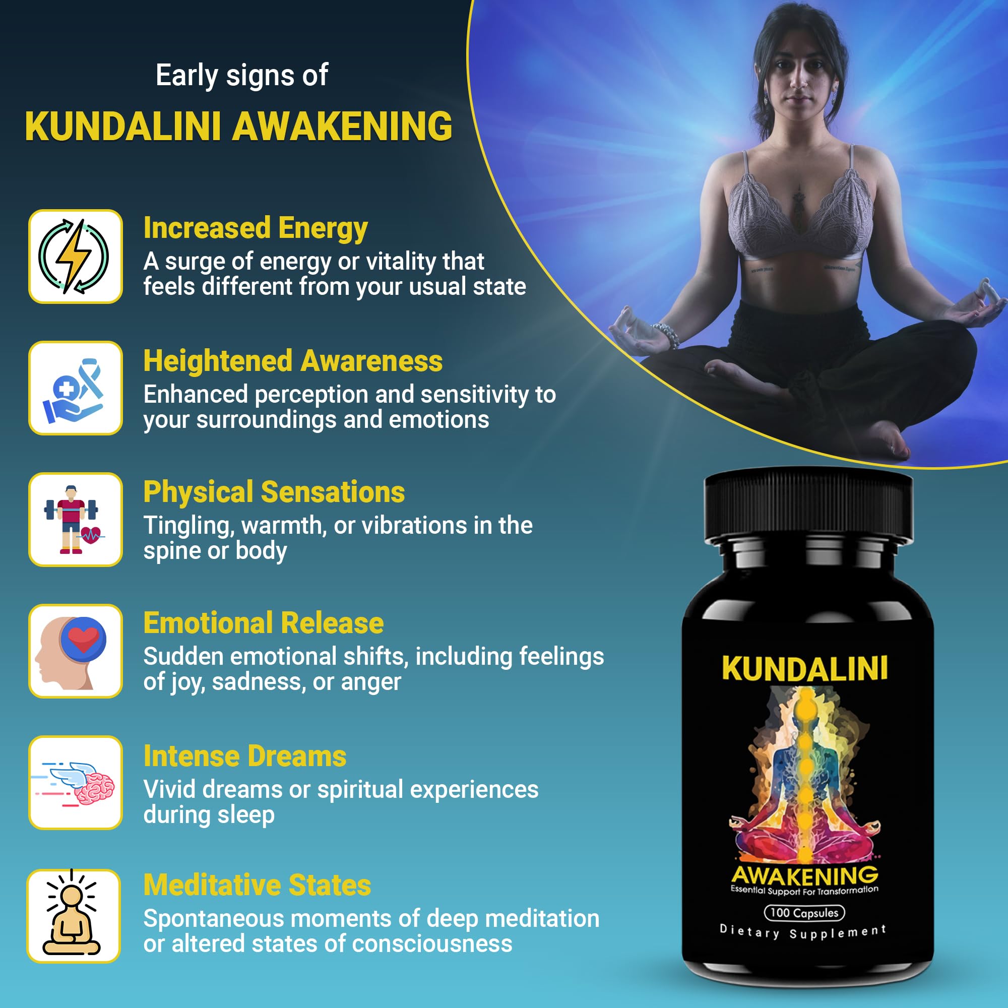 Kailash Herbals bottle on meditation mat for focus.