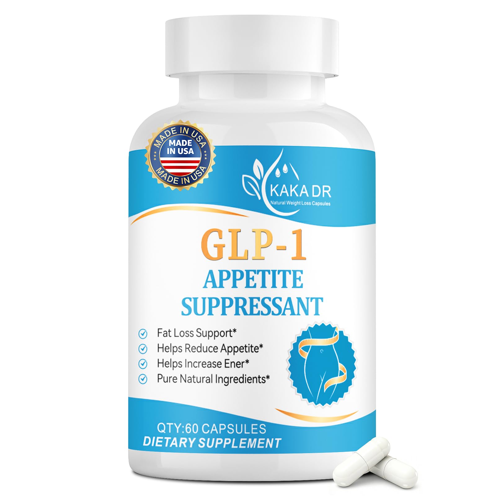 KAKA DR GLP-1 bottle front view for appetite and metabolism support.