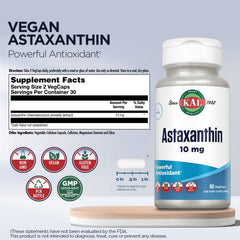 Close-up of KAL Astaxanthin VegCaps for daily use.