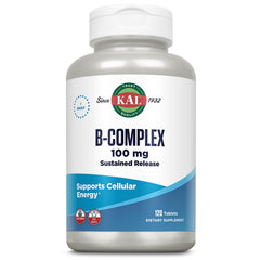 KAL B-100 Complex bottle front view with mint coating for enhanced taste.