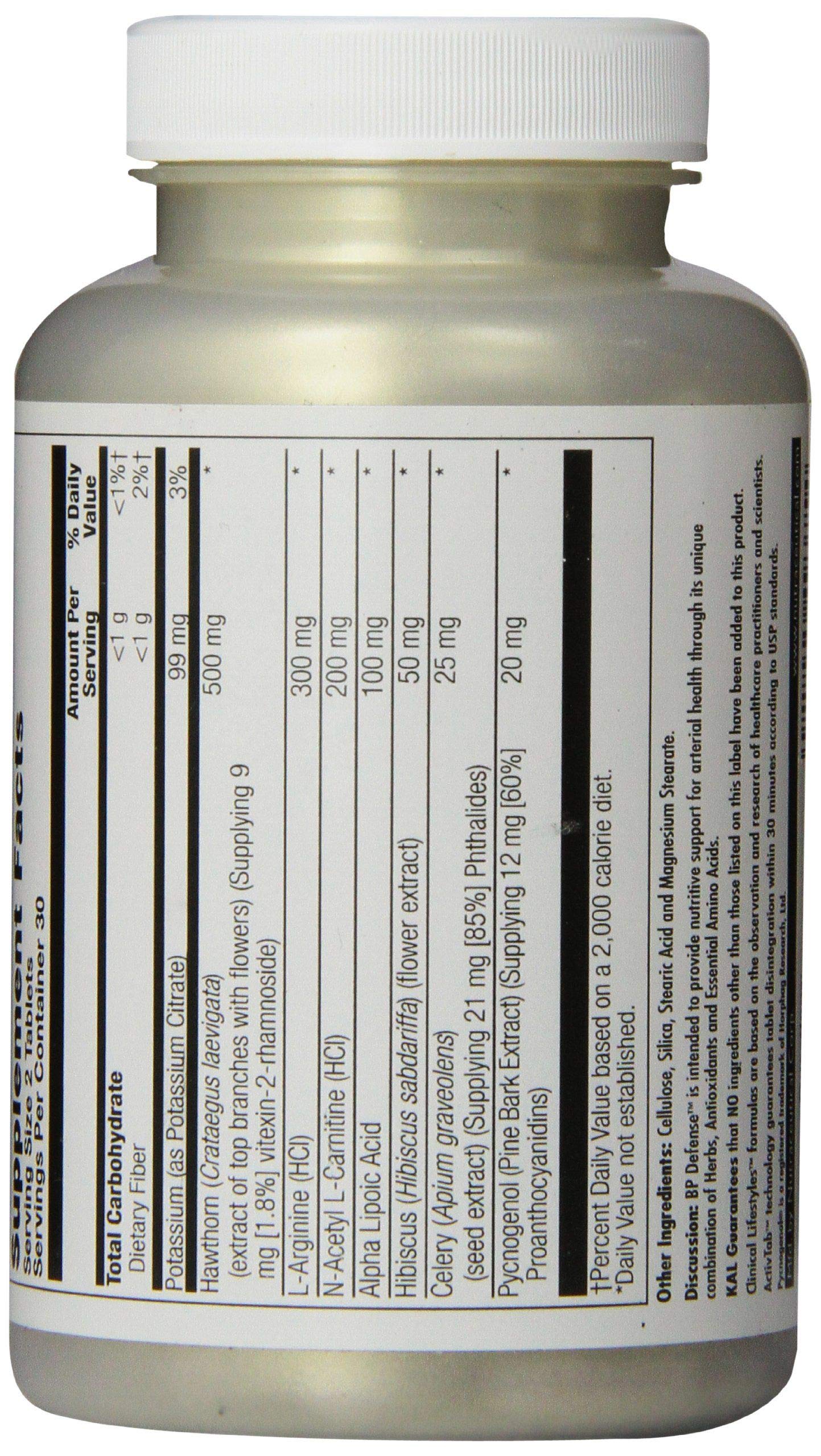 KAL BP Defense bottle with two tablets indicating daily intake routine