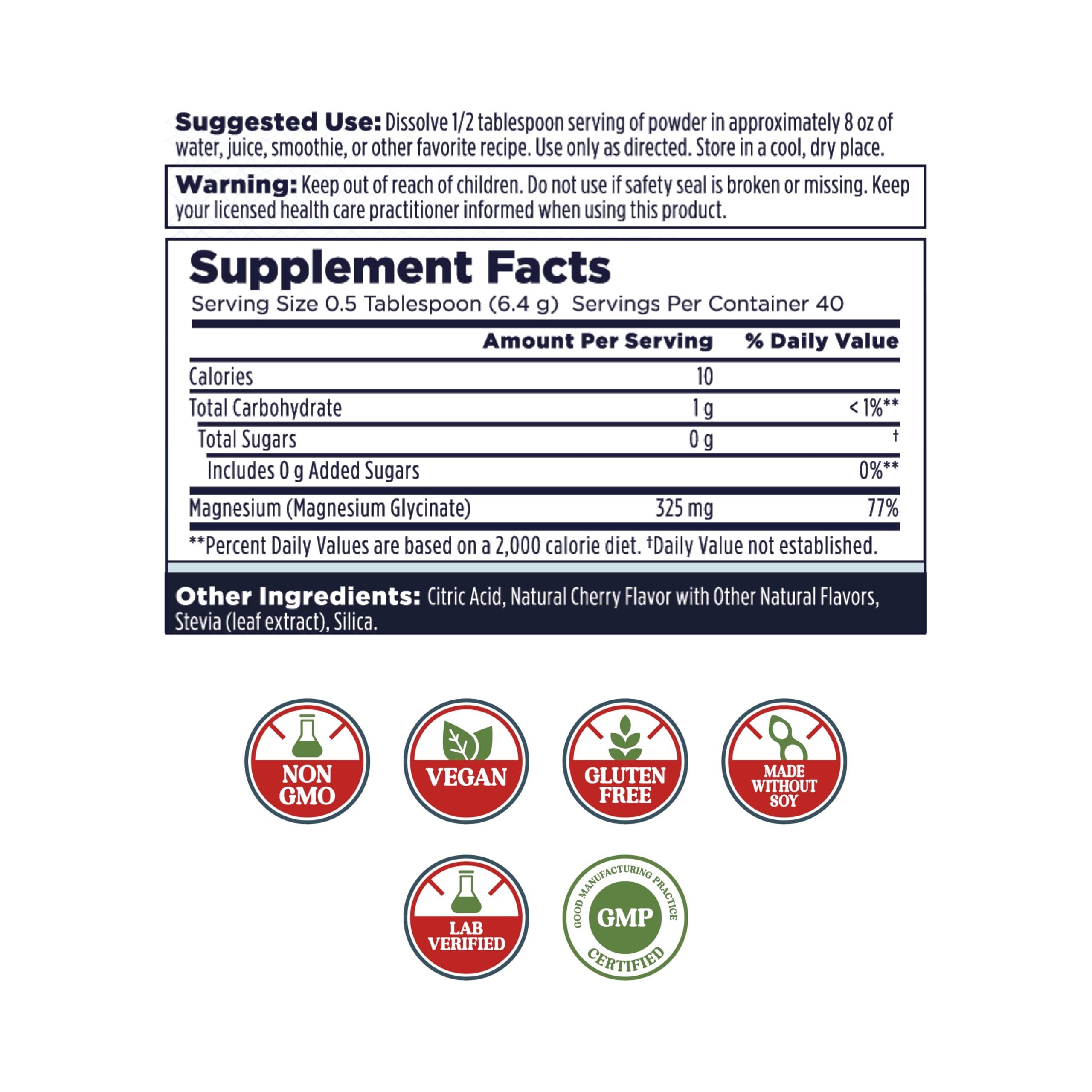 KAL Calming Magnesium Powder cherry scoop with convenient measuring for calm wellness.