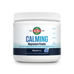 KAL Calming Magnesium Blueberry bottle illustrates high absorption for daily relaxation.