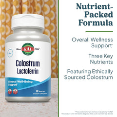 KAL Colostrum Lactoferrin immunoglobulins label highlights quality ingredients.