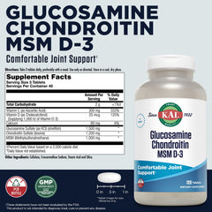 Kal glucosamine tablets close-up highlighting an easy-to-swallow design for joints.