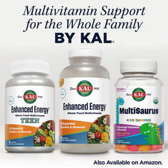 Iron-free KAL Enhanced Energy Multivitamin label on packaging.