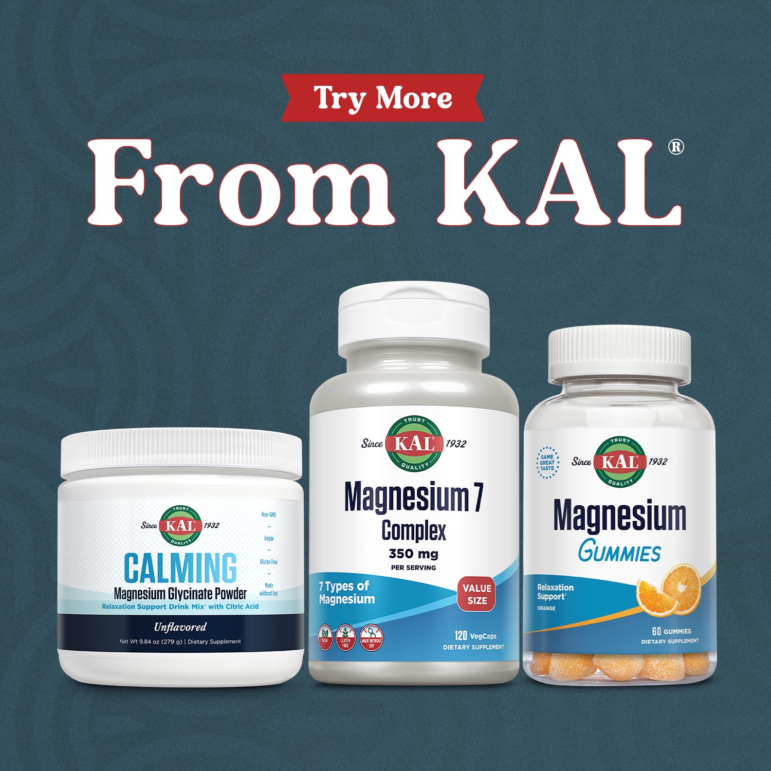 KAL Magnesium Complex 7 bottle pour demonstrates easy daily dosing