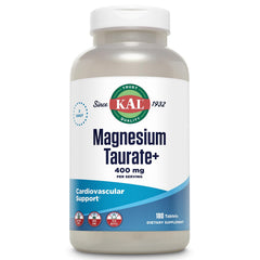KAL Magnesium Taurate Plus 400mg bottle highlighting high absorption magnesium.