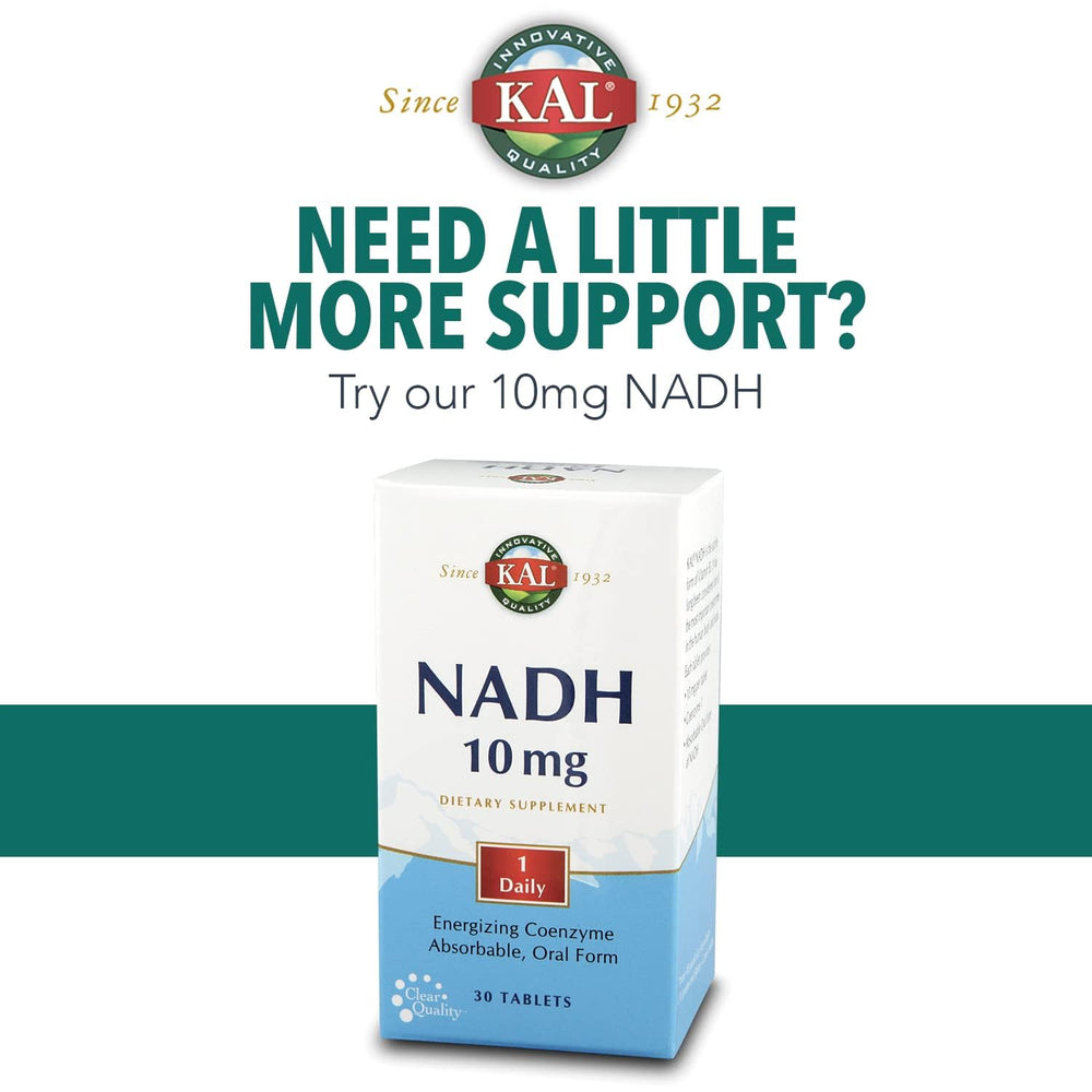 KAL NADH tablets on a surface for daily use.