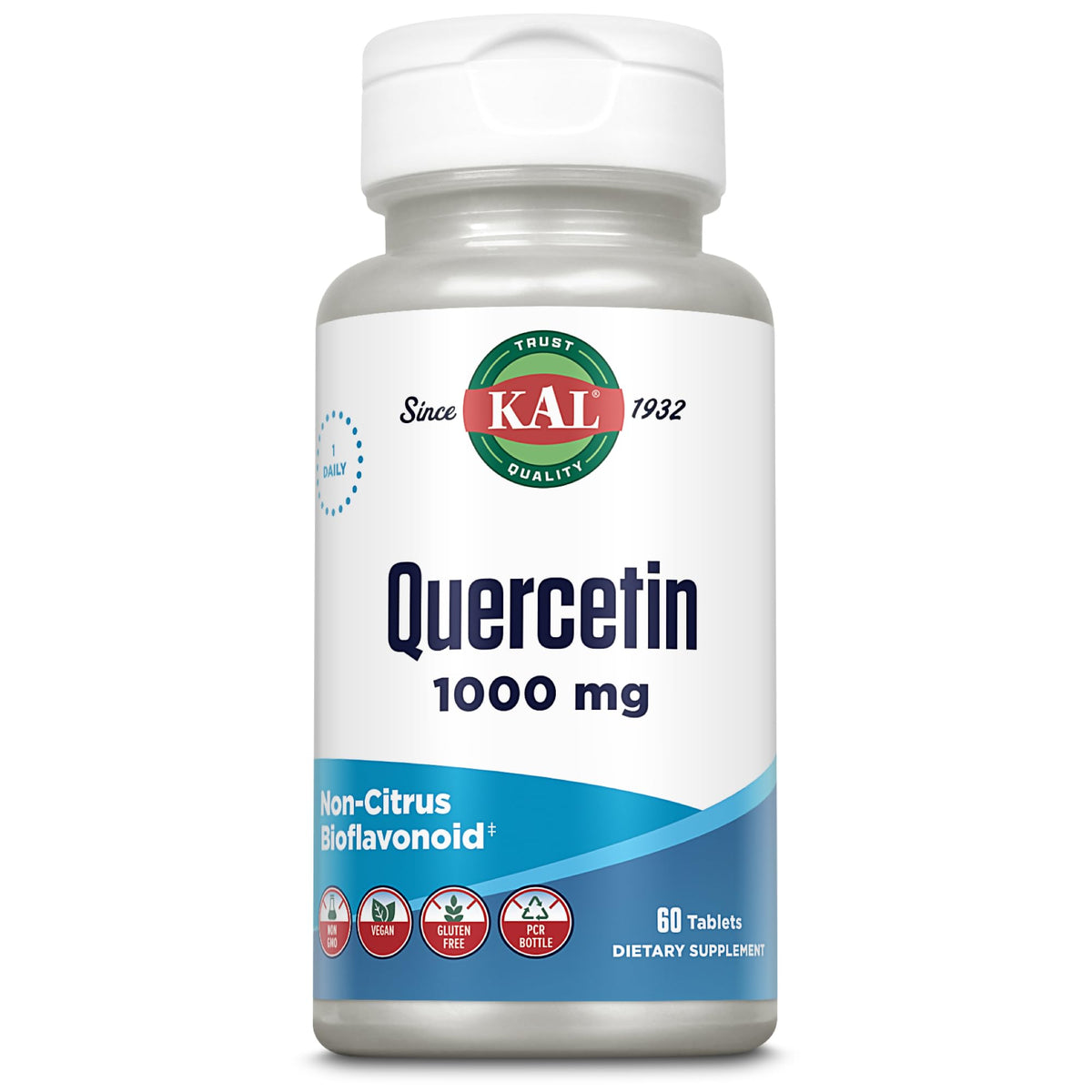 KAL Quercetin 1000mg bottle cap close-up for easy daily immune support.