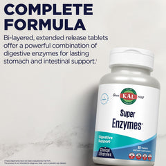 KAL Super Enzymes packaging image suggests non-GMO, gluten-free composition.