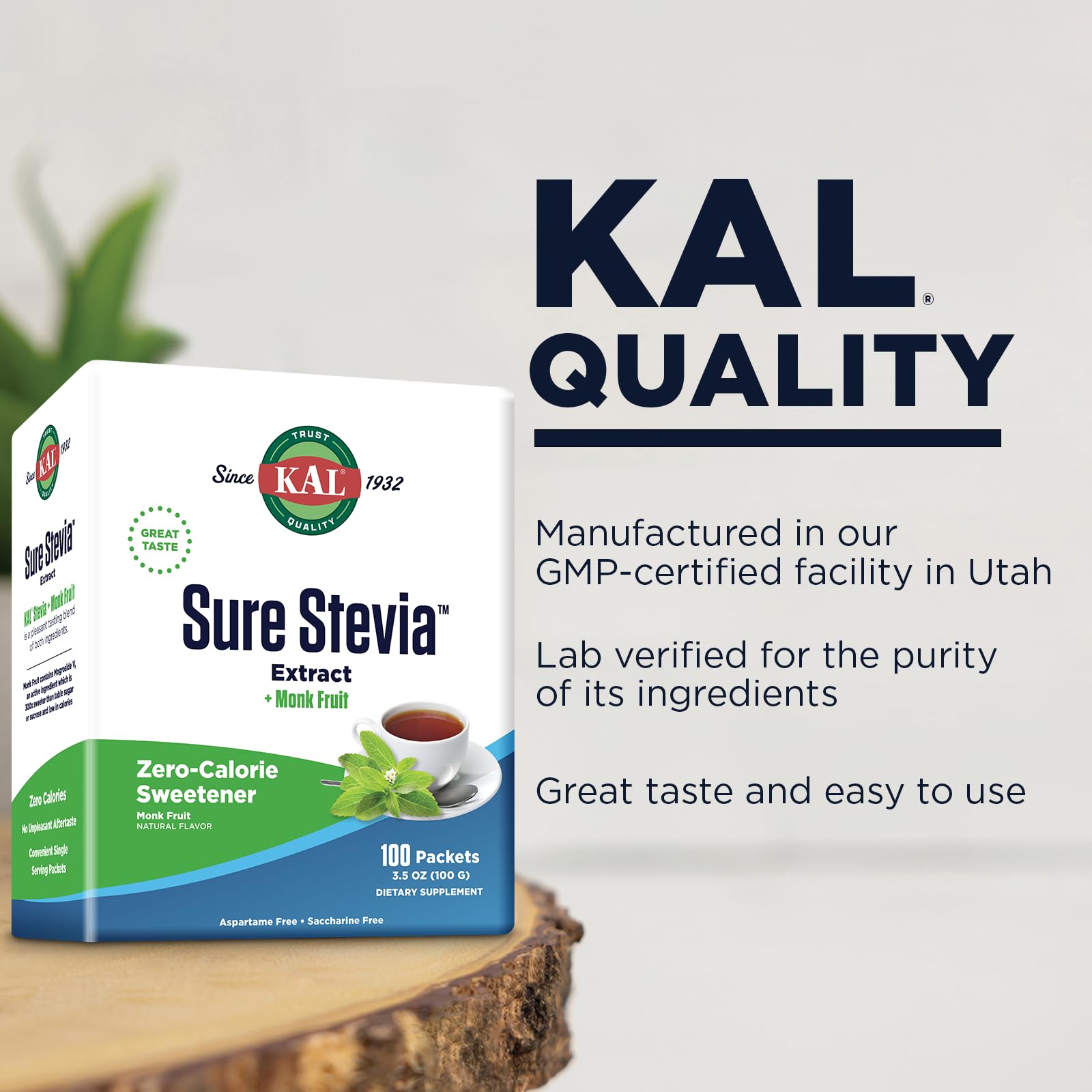 KAL Sure Stevia Plus Monk Fruit ideal for tea and coffee