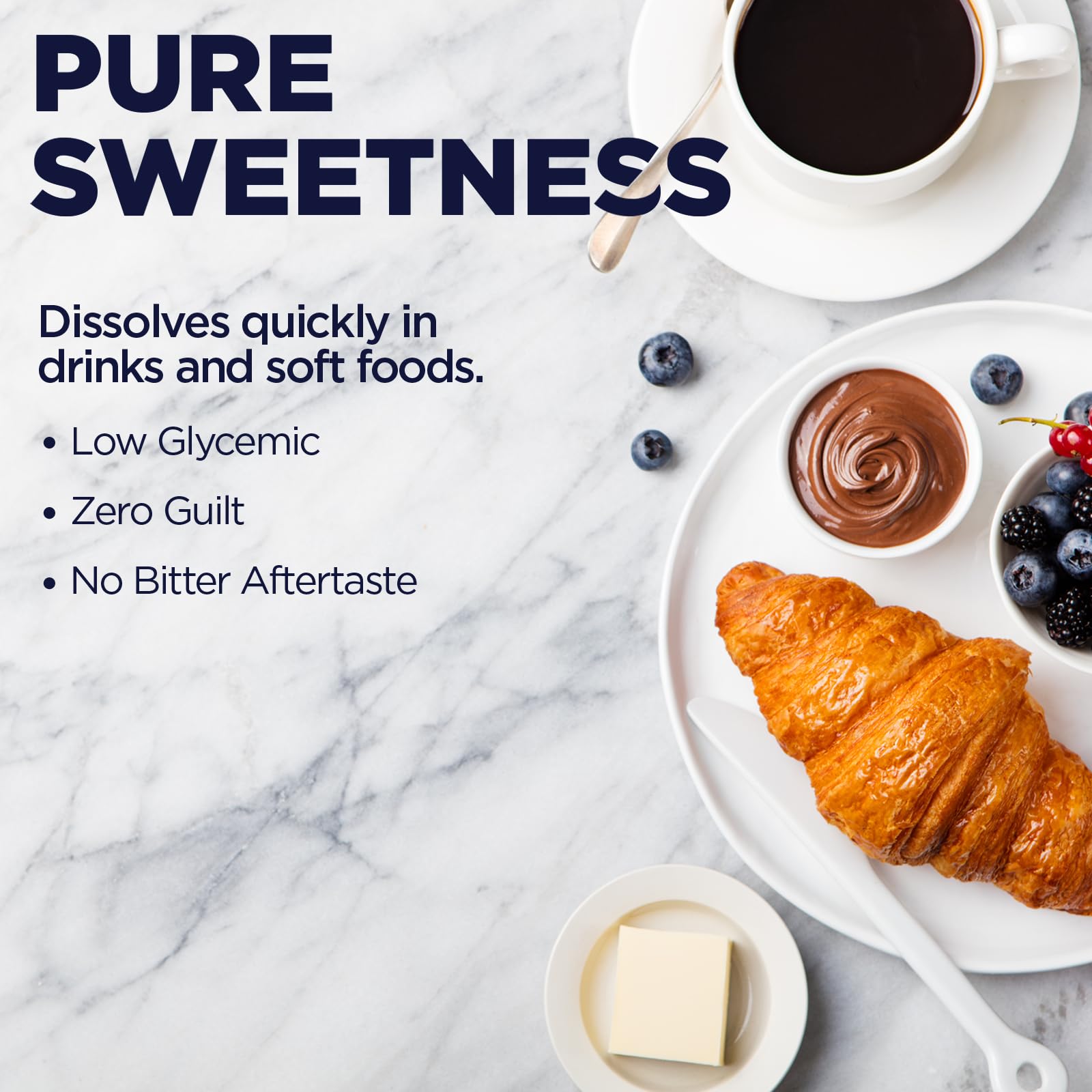 KAL Sure Stevia Plus Monk Fruit dissolves quickly in hot coffee or tea