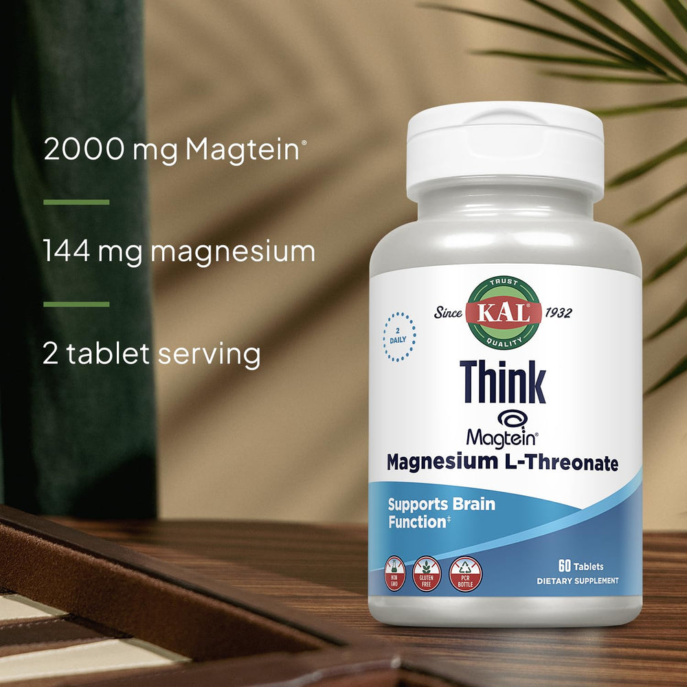 KAL Think Magnesium L-Threonate label with quality and testing icons