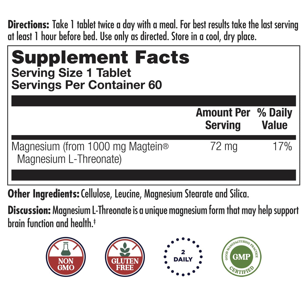 KAL Think Magnesium L-Threonate tablets in palm for easy daily dosing