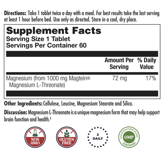 KAL Think Magnesium L-Threonate tablets in palm for easy daily dosing